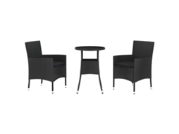 Maison Exclusive - 3 Pcs Conjunto Bistrô De Jardim C/ Almofadões Vime Pe Preto
