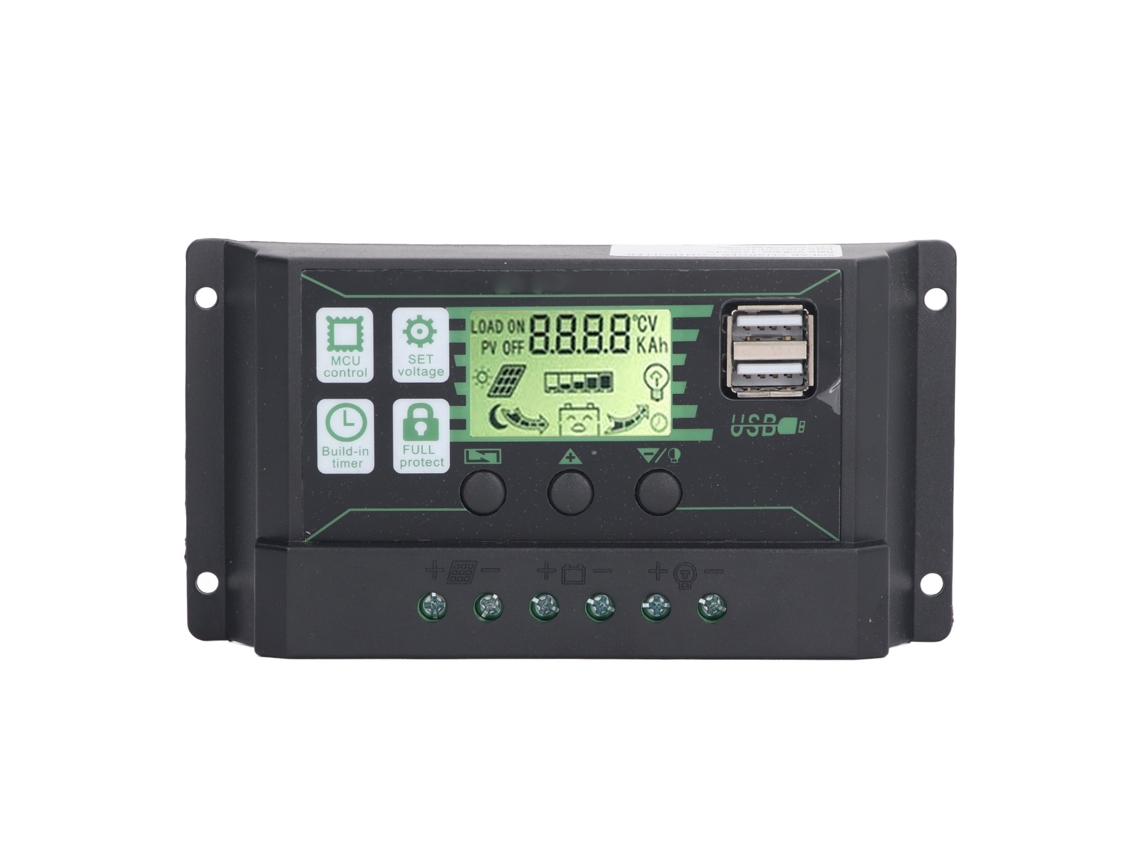 Controlador de Carga Solar PWM 12v 24v 100a com LCD e USB | S/MARCA
