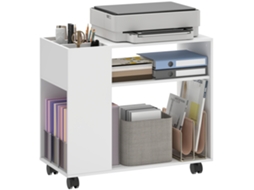 Mesa Para Impressora Com Compartimento Separado, Superfícies De Armazenamento Escritório, 70x34x60 Cm, Branco