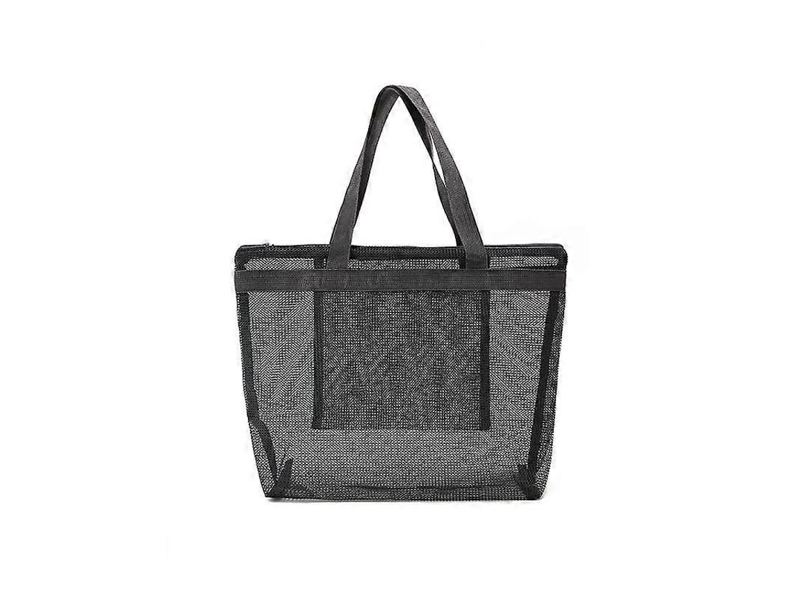Bolsa de Praia Grande em Tela Transparente Dobrável, Ombro Reutilizável para Compras, Armazenamento Bri Nquedos Areia, Organizador GOKOCO