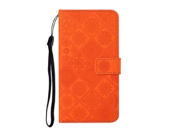 Capa De Couro Para Celular Com Padrão Étnico Em Relevo