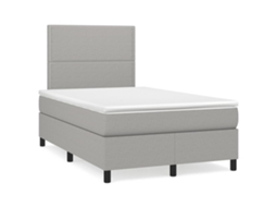 Vidaxl Cama Boxspring com Colchão 120x190 Cm Tecido Cinzento claro