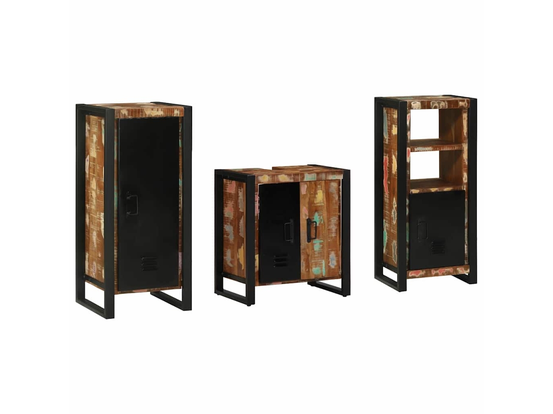 Vidaxl Conjunto De Móveis Para Banheiro 3 Pcs Madeira Reforçada Sólida