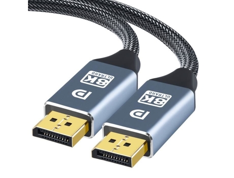 Cabo Displayport 1.4 3m Dp1.4 8k 60hz 4k 144hz 165hz Hdr Algodão Trançado Para Monitor De Jogo, Placa De Vídeo, Pc, Laptop, Tv