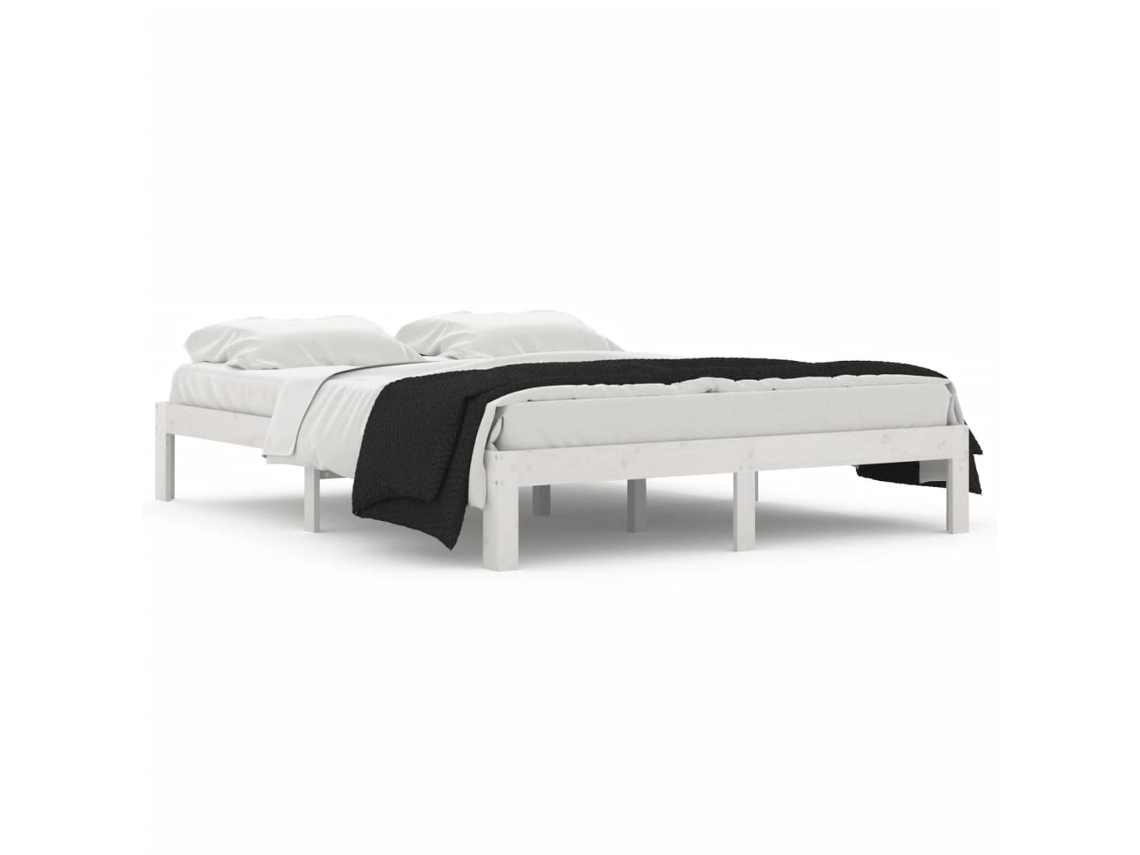Estrutura de Cama King 150x200 cm Madeira Maciça Branco MAISON EXCLUSIVE