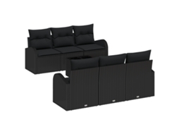 Conjunto 7 Sofá De Jardim Vidaxl Preto Vime Pe (55 X 55 X 37 Cm)