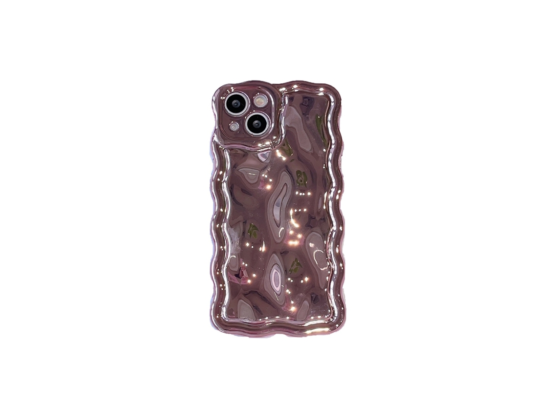 Capa Para Iphone 17 Pro Com Efeito De Onda De Meteorito, Acabamento Eletroplástico Rosa Sólido, Ondas De Água.