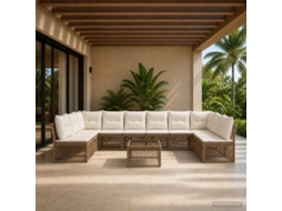 Vidaxl Conjunto De Sofá De Jardim 11 Unid. Bege Vime Pe