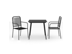 Maison Exclusive - 3 Pcs Conjunto De Jantar P/ Jardim Corda De Algodão E Aço Preto