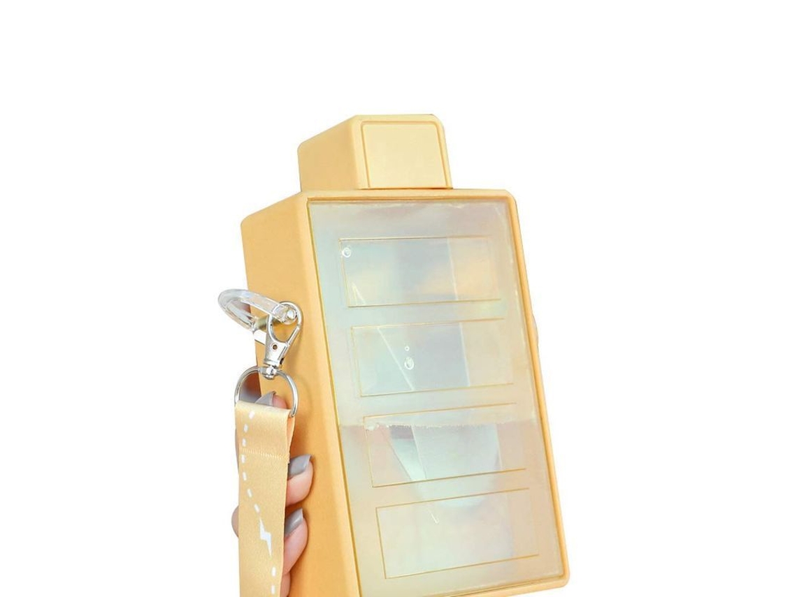 Nova Line copo Plástico de Verão 450ml, Garrafa de Água Grande Capacidade para Exterior (amarelo Sil)