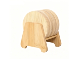 Conjunto de 6 suportes redondos de bambu para flocos de chá e café, com estojo para armazenamento.
