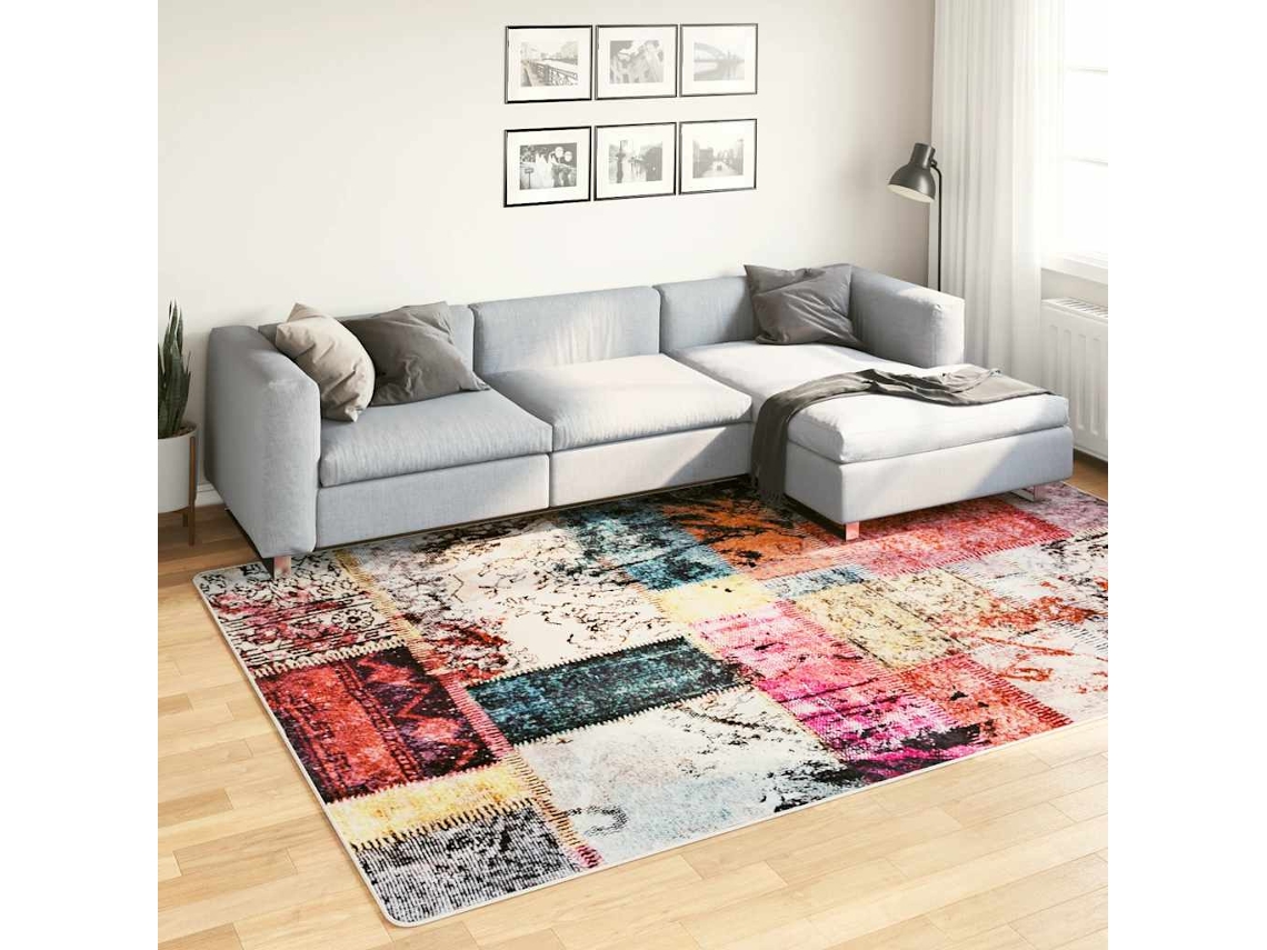 Vidaxl Tapete Lavável 190x300 Cm Patchwork Multicor