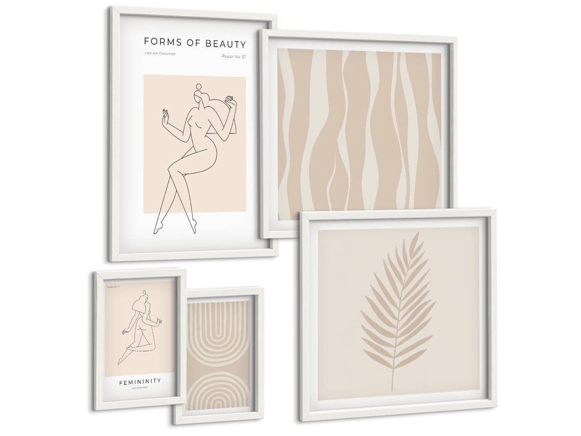 Quadros Decorativos Para Parede Arquitetura Marítima De Santorini Moldura Branca Pinturas De Quarto Espelharte (conjunto De 5 Imagens)