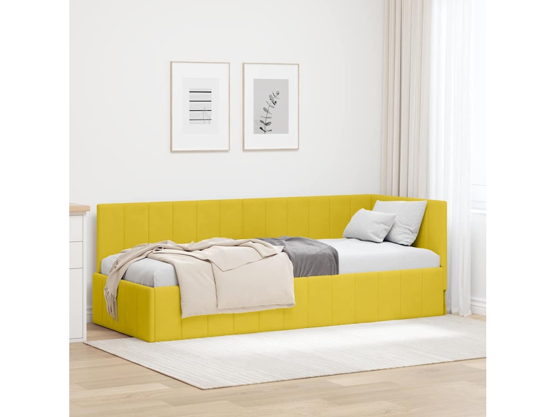 Vidaxl Estrutura De Cama De Canto Amarelo 80 Cm X 200 Cm Veludo