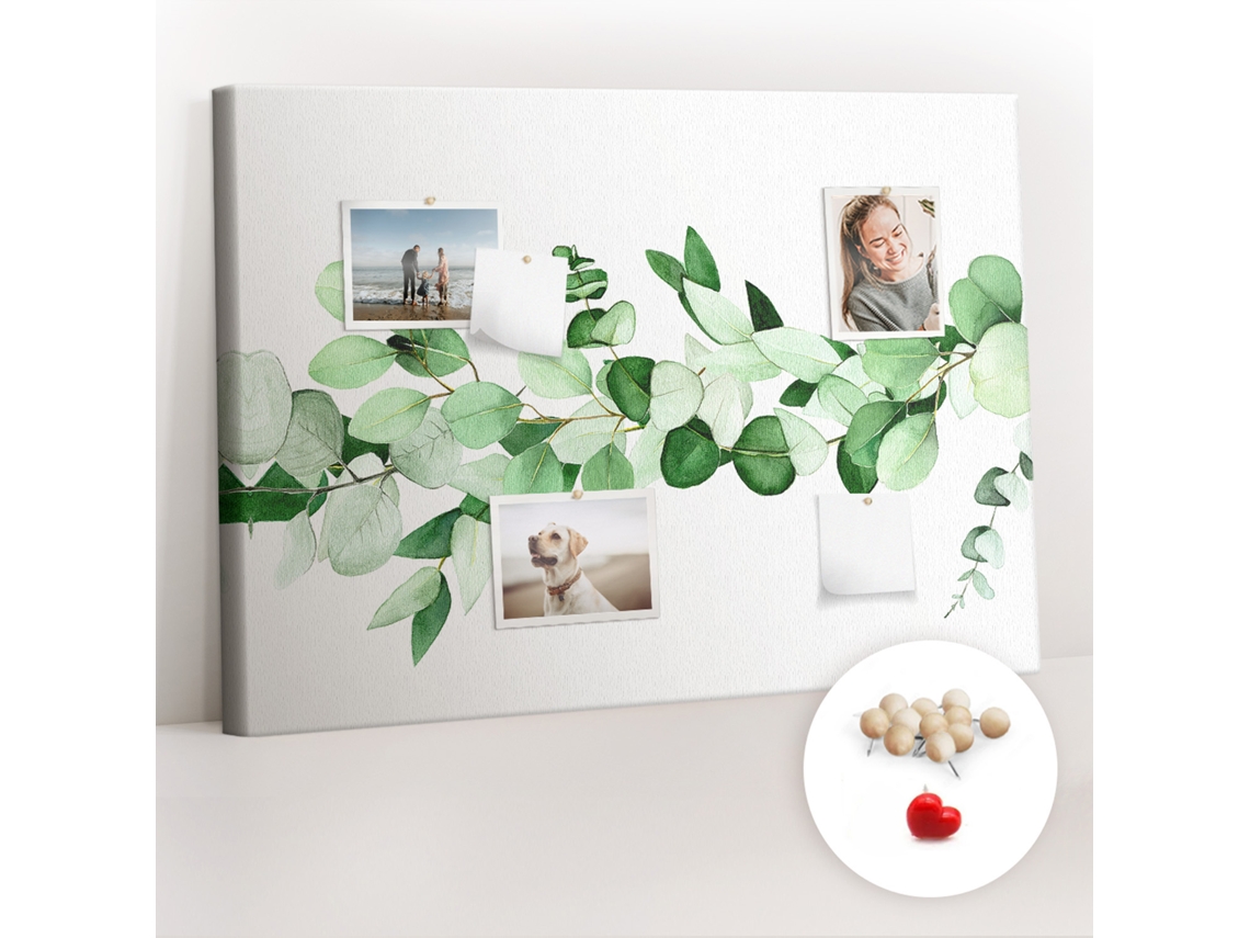 Quadro De Cortiça Com Impressão Ramo De Planta Para A Sala De Estar Espelharte (100x70 Cm)