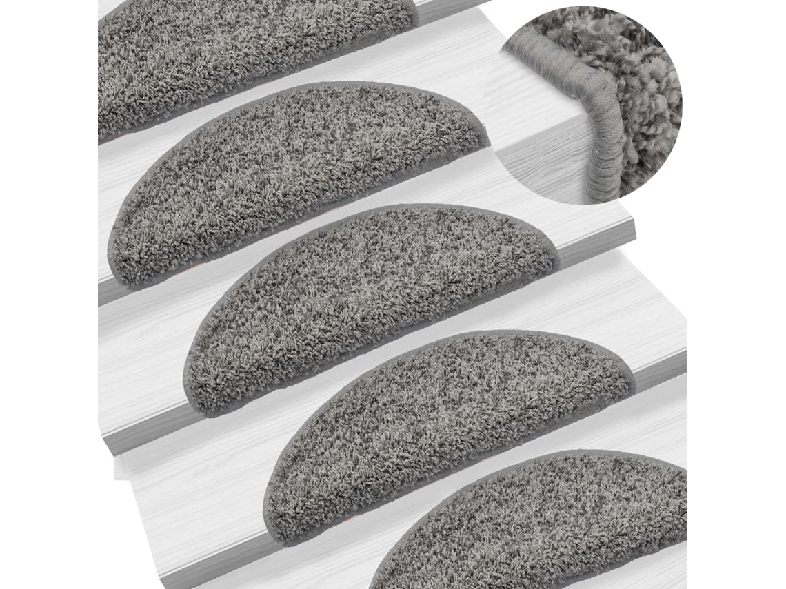 Vidaxl Tapetes De Escada 10 Peças 56x17x3 Cm Cinza Semicircular