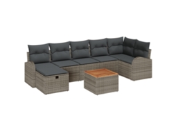 Conjunto 8 Sofá De Jardim Vidaxl Cinzento Vime Pe (289 X 124 X 85 Cm)