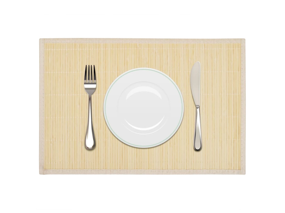 6 Pcs Individuais De Mesa Em Bambu 30 X 45 Cm Natural
