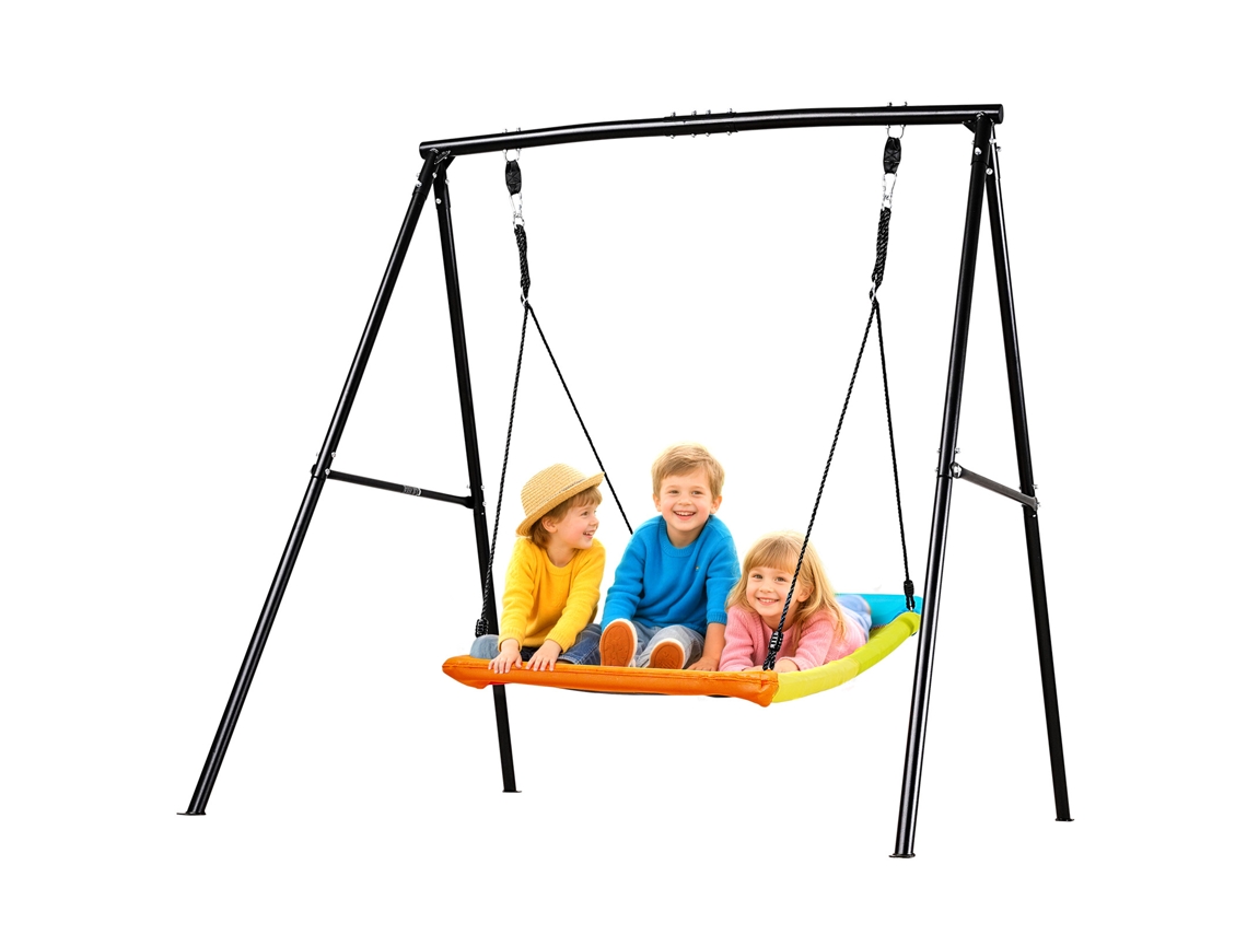 Conjunto De Baloiço Infantil Para Exterior Vevor, Com Assento Em Forma De Ninho E Estrutura Preta