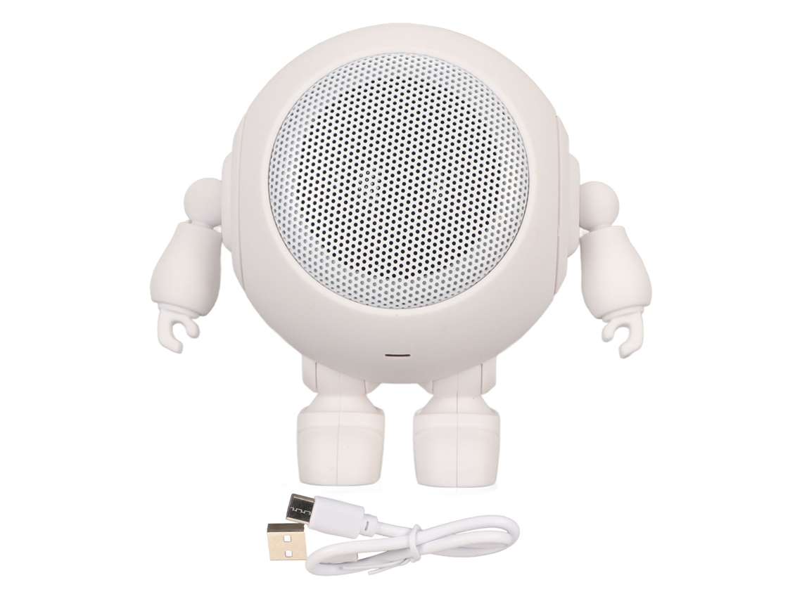 Altifalante Bluetooth portátil em forma de robô, 5.0, com microfone, 1000mAh, mini, branco