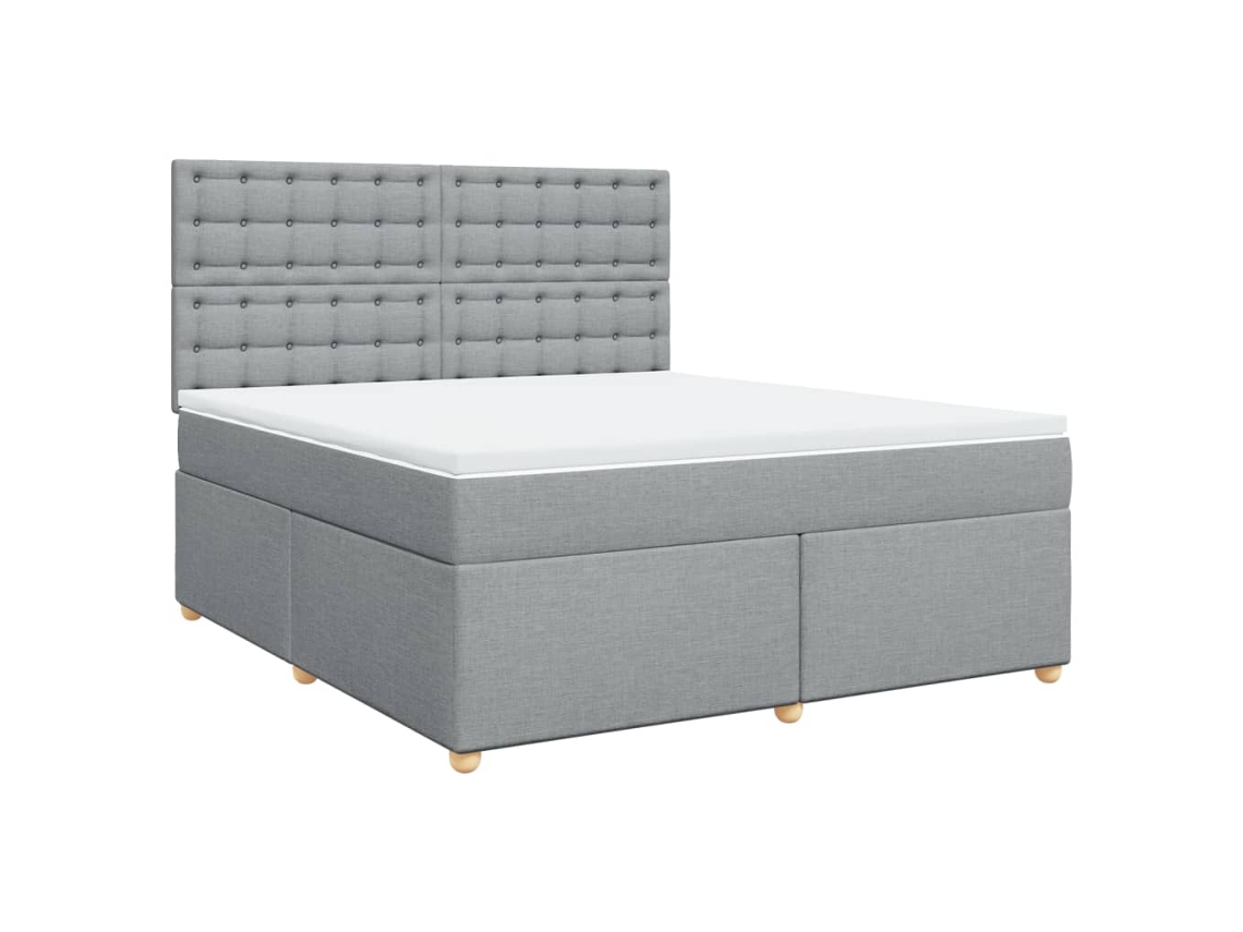 Cama com Molas/Colchão 180x200 Cm em Tecido Cinzento Claro MAISON EXCLUSIVE