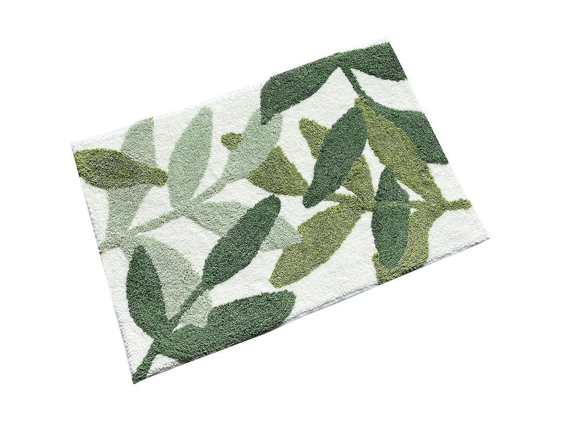 2026 felpudo de Baño Microfibra Hoja Verde Absorbente Antideslizante para Baño Entrada 50x80cm