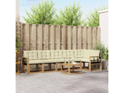 Vidaxl Conjunto De Sofás Para Exterior 7 Pcs Branco E Creme