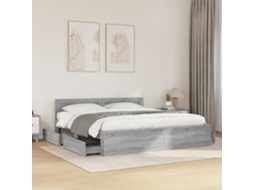 Vidaxl Estrutura de Cama C/ Cabeceira Derivados Madeira Cinza Sonoma
