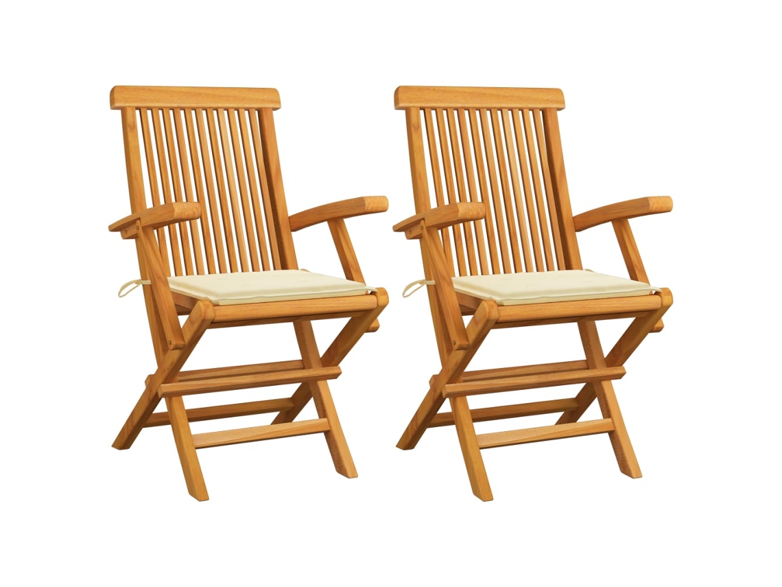 Folding Chair, Folding Chairs Vidaxl Creme Teca (n/a)