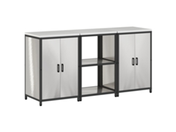Conjunto 3 Armário De Cozinha Vidaxl Prateado Aço (180 X 50 X 92 Cm)