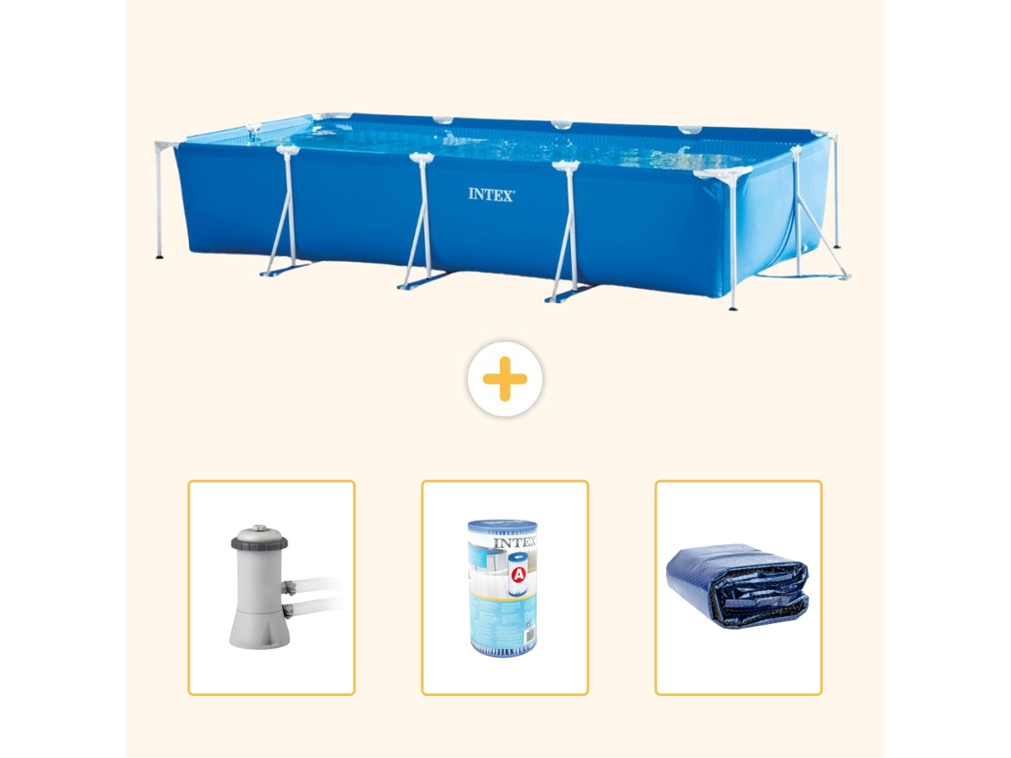 Intex Piscina Com Estrutura Retangular - 450x220x84 Cm - 4-peças S21258