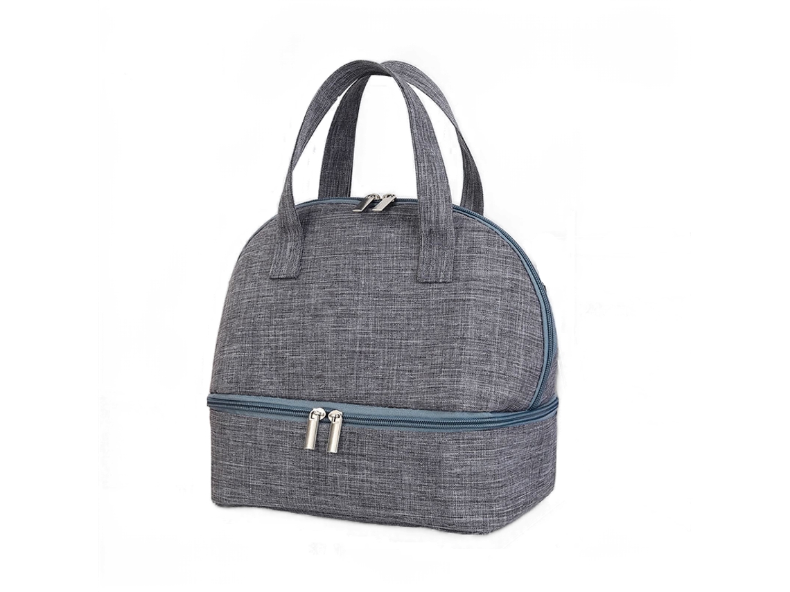 Bolsa Térmica Dupla De Alumínio Grosso Para Almoço, Cinza.
