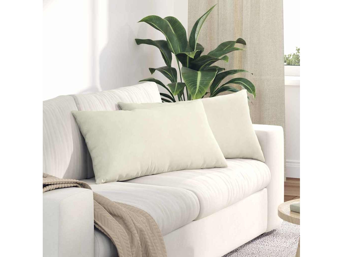 Vidaxl Travesseiros De Sofá 2 Pcs Creme 80 X 40 Cm