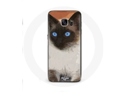 Capa para Samsung Galaxy S6 Siamois Preto e Branco Olhos Azuis