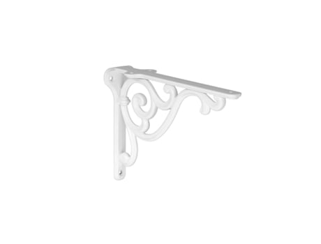 Suporte de Prateleira em Liga de Zinco. Estilo Clássico. Dimensões 200 x 140 mm. Verniz Branco Fosco HARDWAREXCHANGE