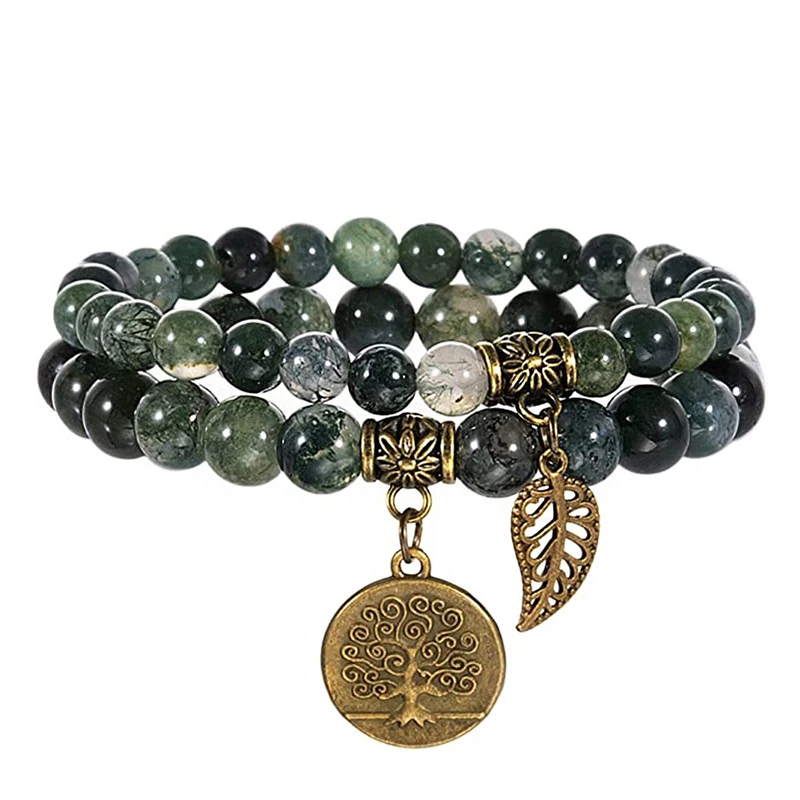 Pulseira Árvore da Vida , Pulseira de Contas de Pedra Natural MDUG (ágata)