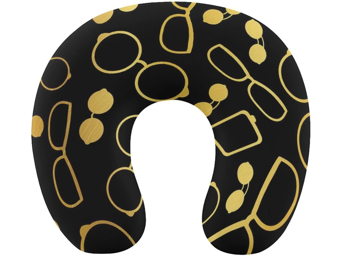 Acessórios para Óculos Preto e Dourado, Travesseiro de Viagem, Apoio o Pescoço, Espuma Viscoelástica Suporte