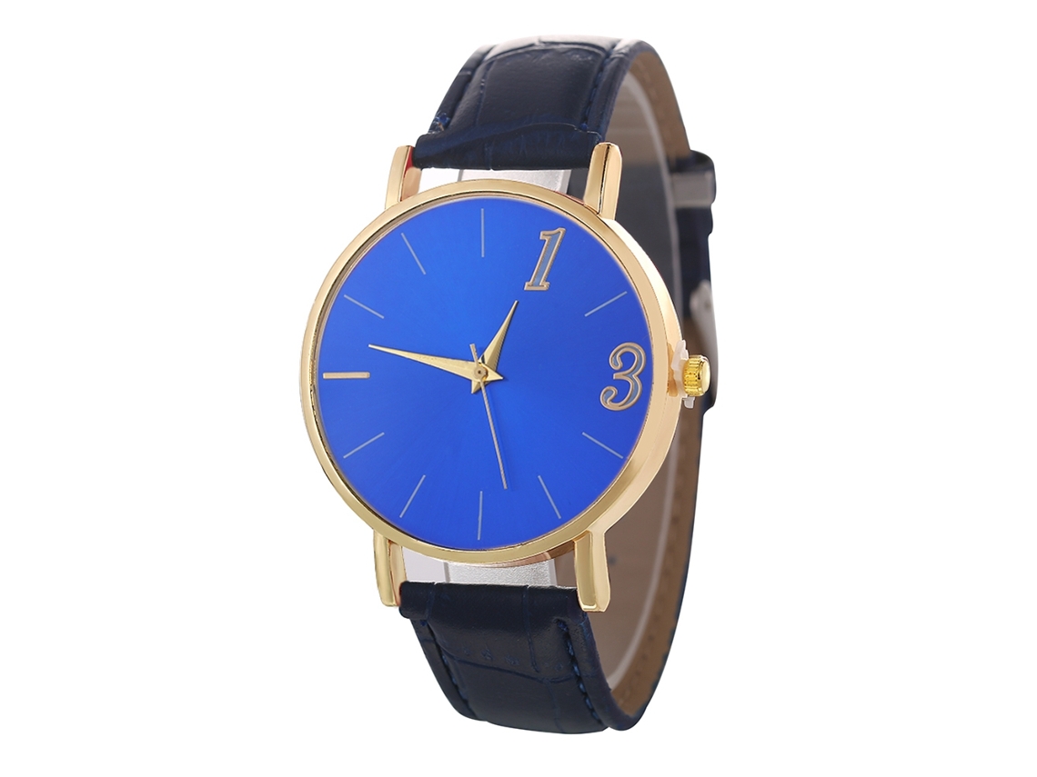 Reloj De Pulsera De Aleación De Cuarzo Con Dial Redondo Azul Real Pareja