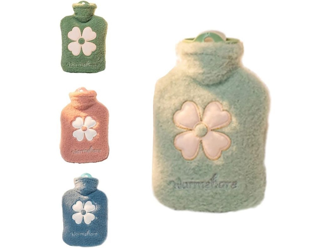 Bolsa De Água Quente De Peluche Cartoon Portátil Mini 1000ml Verde Menta
