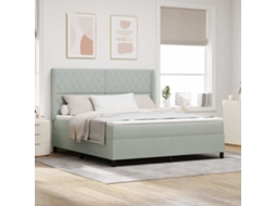 Vidaxl Cama Box Com Colchão Com Led Cinzento-claro 180 X 200 Cm Veludo