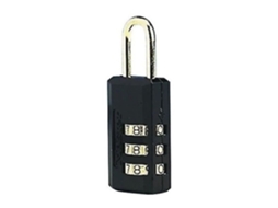 Cadeado de bagagem preto Master Lock de 3 dígitos, diâmetro do anel 5 mm