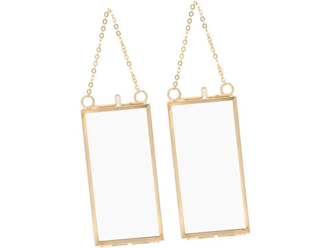 Moldura Parede Dupla Vidro 5x10 Latão Acobreado 2 Peças Ideal Flores Secas Espécimes Obras Decoração Artística GOKOCO