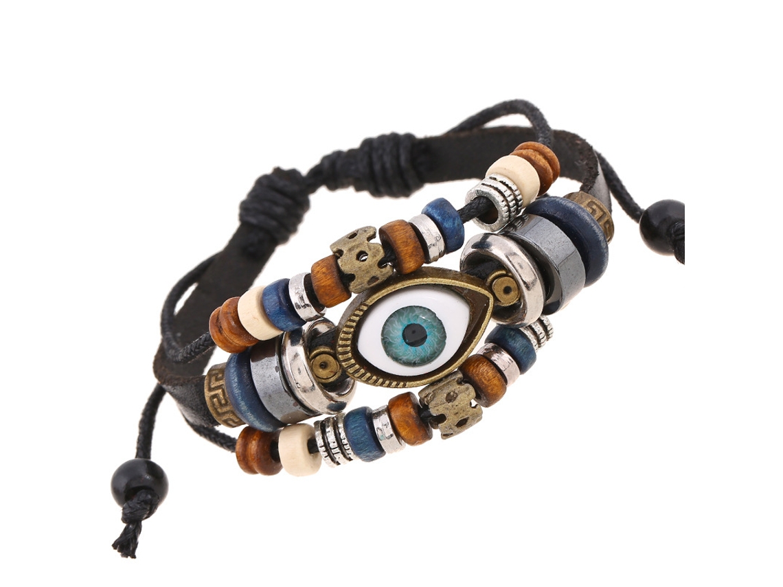Pulseira Vintage De Artesanato Em Faux Couro