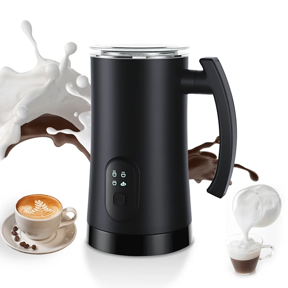 (preto) Espumador De Leite Elétrico, Aço Inoxidável, 400 W, Revestimento Antiaderente, 350 Ml