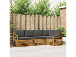 Vidaxl Conjunto De Sofás Para Exterior 5 Unid. Natural E Antracite