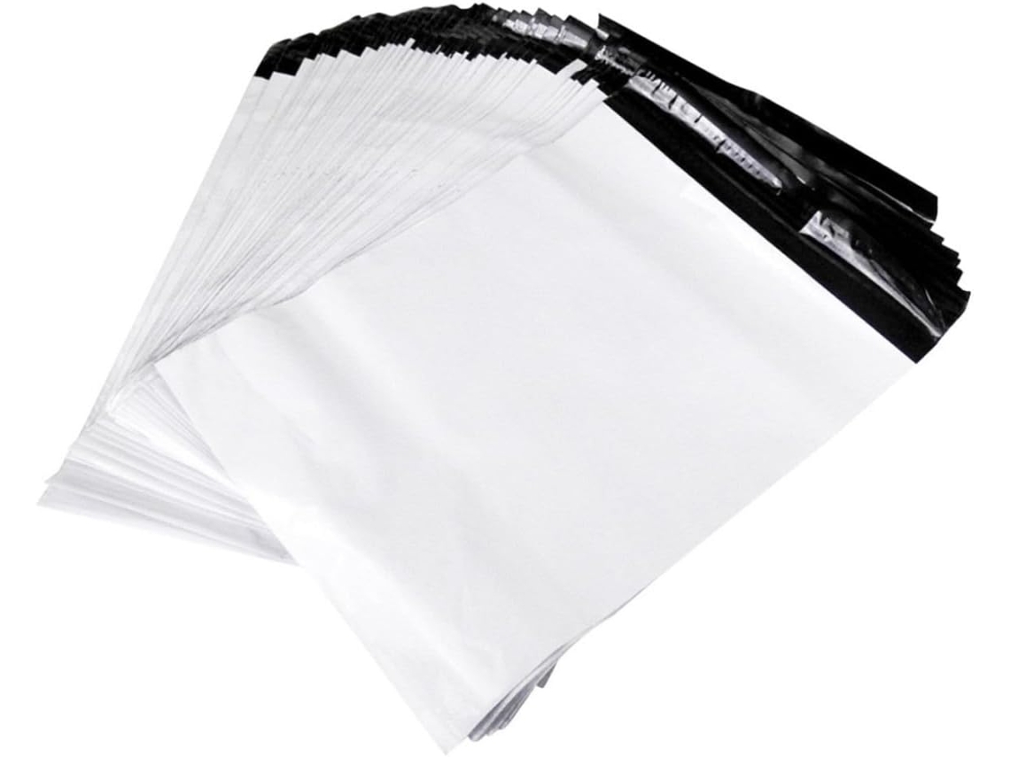 100 Peças Expedição Plástica Pe Épaissis Étanches E Autoadesivas Pochetes Blanches Robustas Para Envio Postal