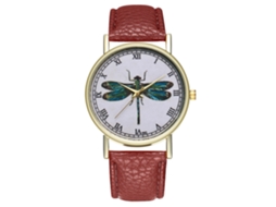 Reloj De Pulsera De Cuero Pu Con Números Romanos Y Patrón Animal Moda Unisex Café