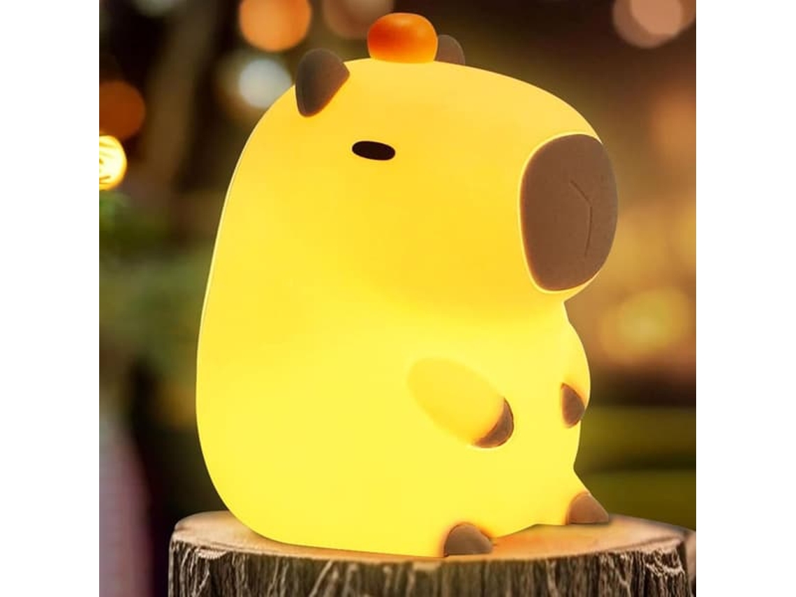 Luminária Noturna Capivara Fofa, Luminária Noturna Led Macia e Inovadora, Lâmpada Recarregável por Toque, Decoração Kawaii para Quarto BRILVIBERA
