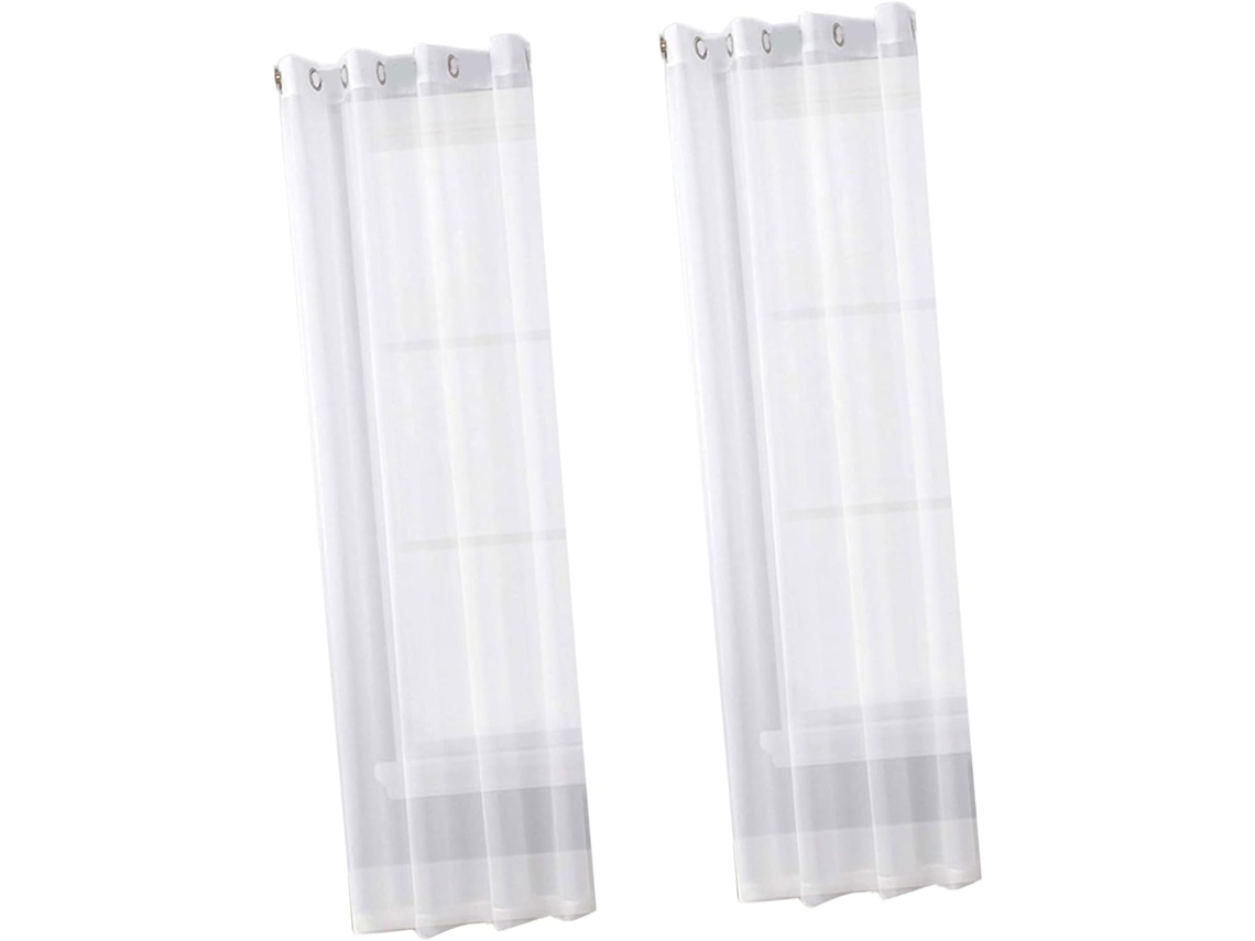 Conjunto De 2 Cortinas De Voile Semitransparentes Com Ilhós, Painéis Que Filtram A Luz, Para Casa