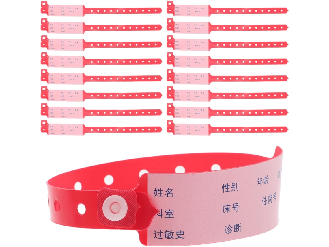 Pulseiras de Identificação Hospitalar Alipis 100 Vermelhas Em Pvc, Duráveis E À Prova D Água, Ideais Para Eventos E